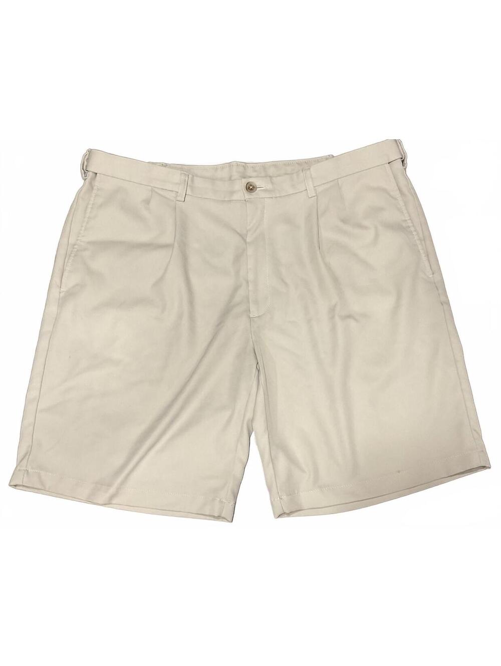 Cool 18 Pro Mens Beige Polyester Pleated Front Shorts Size 40